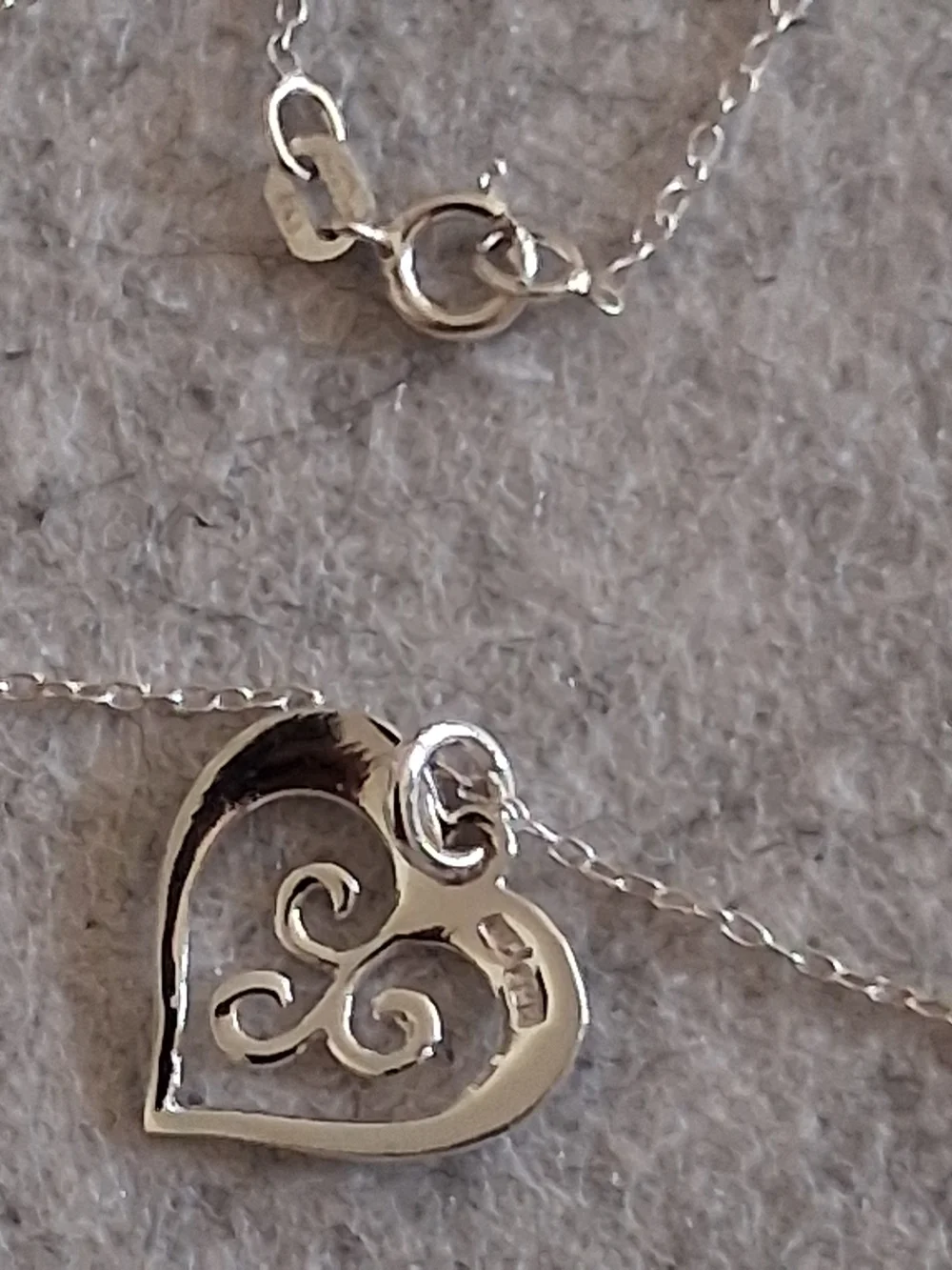 Sterling Silver Heart Scroll Pendant Necklace - Silver